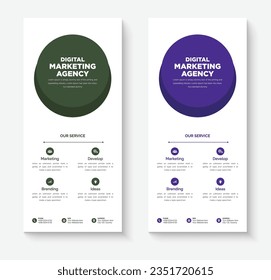  Vector business rack card template, corporate dl flyer template design
