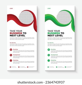 Vector business rack card template, corporate dl flyer template design