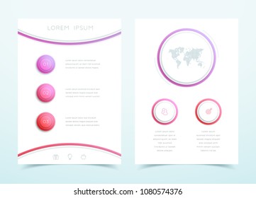 Vector Business Red 3d Page Template Infographic