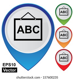 Vector : Business and Service Concept Present By Colorful Glossy Style Map Pointer With School or Tutor Sign Isolated on White Background