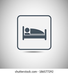 Vector : Business and Service Concept Present By Colorful Glossy Style Map Pointer With Hotel, Hostel, Motel, Service Apartment, Resort or Bedroom Sign Isolated on White Background 