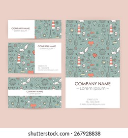 Vector Business Set Template with Vintage Hand Drawn Hipster Illustrations. Flyer, Banner and Business Card Design 