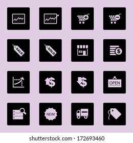 Vector business and shopping icons set.
