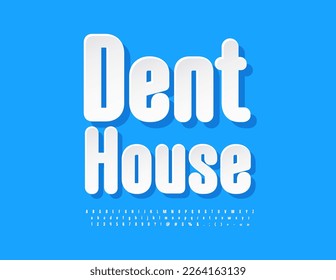 Vector business sign Dent House. Clean White Font. Paper style Alphabet Letters, Numbers and Symbols set