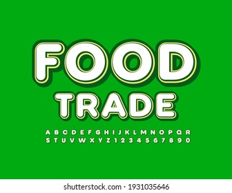 Image vectorielle signe commercial Food Trade. Police 3D tendance. Ensemble de lettres et de chiffres de style rétro