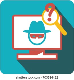 Vector business sign square shape icon hacker computer thief