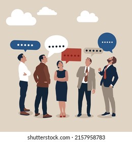 Vector of Business Social Network with Speech Bubbles.