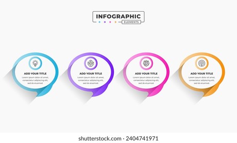 Vector business speech bubble infographic design template with 4 steps or options