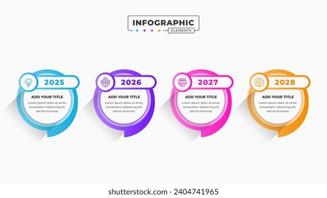 Vector business speech bubble timeline infographic design template with 4 steps or options