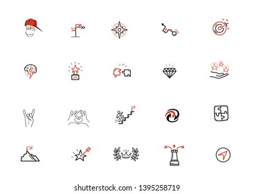 Vector business square banners - bussiness to bussiness concept, case study, new startup and seo process. Arrangement with linear icons for success office work and advertising