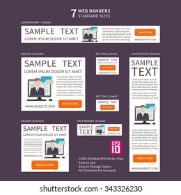 Vector business standard size Web Banners Set. Modern design concept for corporate website advertising.