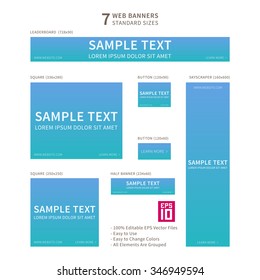 Vector business standard size Web Banners Set with gradient background. Modern design concept for corporate website advertising.
