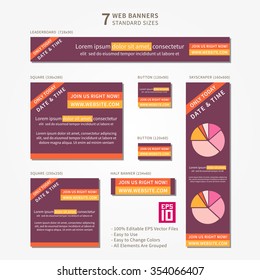 Vector business standard size Web Banners Set with sample text. Modern design concept for corporate website advertising.
