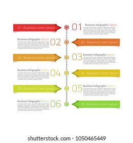 Vector business steps and process in 6 option. Infographic 6 steps stairs timeline