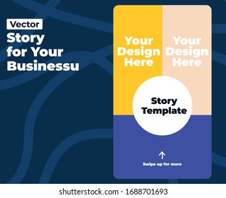 Vector and Business story Template. Text for your story in social networks that talks about the company and it`s growth. Awesome and Vector. Multicolored and abstract elements.