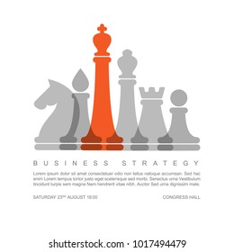 Vector business strategy concept template with chess figures