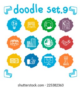 vector business strategy icon set doodle style