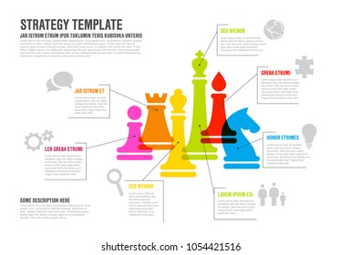 Vector business strategy infographic template with colorful chess figures