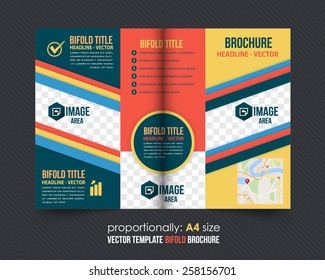 Vector Business Style Bi Fold Brochure Design. Corporate Leaflet, Cover Template