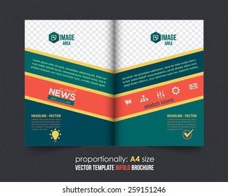 Vector Business Style Bi-Fold Brochure Design. Corporate Leaflet, Cover Template