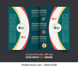 Vector Business Style Bi-Fold Brochure Design. Corporate Leaflet, Cover Template