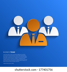 Vector business team illustration on blue background.