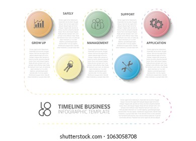 Vector business template with 5 section info, steps, options or processes. Can be used for timeline, workflow, research, strategy.