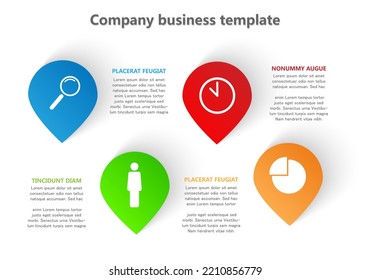 Vector Business template with color pointers and company Business icons.