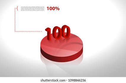 Vector business template cycle percentage flow diagrams, pie chart for your documents, reports, presentations for,infographics 100 percent.  illustration in 3d model.