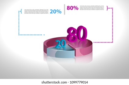 Vector business template cycle percentage flow diagrams, pie chart for your documents, reports, presentations for,infographics 20-80 percent. Vector illustration in 3d model.