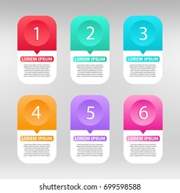 Vector business template for infographics with six steps. Presentation design element with 6 options.
