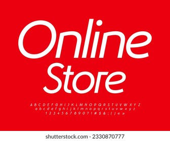 Vector business template Online Store. White Stylish Font. Artistic set of Alphabet Letters and Numbers