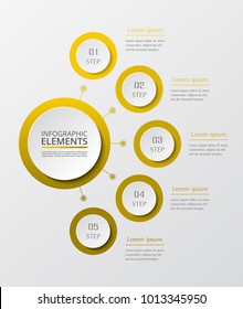 Vector business template for presentation. Abstract elements of graph, diagram and chart with 5 steps, options, parts or processes. Creative concept for infographic.