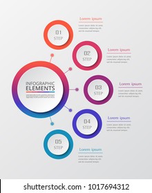 Vector business template for presentation. Abstract elements of graph, diagram and chart with 5 steps, options, parts or processes. Creative concept for infographic.