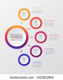Vector business template for presentation. Abstract elements of graph, diagram and chart with 5 steps, options, parts or processes. Creative concept for infographic.