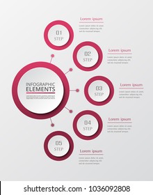 Vector business template for presentation. Abstract elements of graph, diagram and chart with 5 steps, options, parts or processes. Creative concept for infographic.