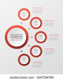 Vector business template for presentation. Abstract elements of graph, diagram and chart with 5 steps, options, parts or processes. Creative concept for infographic.