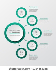 Vector business template for presentation. Abstract elements of graph, diagram and chart with 5 steps, options, parts or processes. Creative concept for infographic.