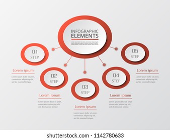 Vector business template for presentation. Abstract elements of graph, diagram and chart with 5 steps, options, parts or processes. Creative concept for infographic.
