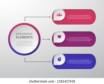 Vector business template for presentation. Abstract elements of graph, diagram and chart with 3 steps, options, parts or processes. Creative concept for infographic.