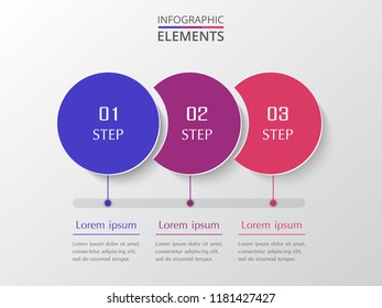Vector business template for presentation. Abstract elements of graph, diagram and chart with 3 steps, options, parts or processes. Creative concept for infographic.