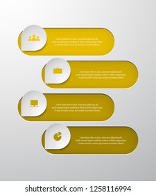 Vector business template for presentation. Abstract elements of graph, diagram and chart with 4 steps, options, parts or processes. Creative concept for infographic.