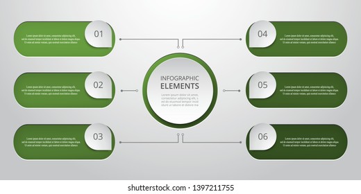 Vector business template for presentation. Abstract elements of graph, diagram and chart with 6 steps, options, parts or processes. Creative concept for infographic.