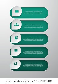 Vector business template for presentation. Abstract elements of graph, diagram and chart with 5 steps, options, parts or processes. Creative concept for infographic.
