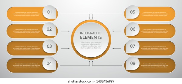Vector business template for presentation. Abstract elements of graph, diagram and chart with 8 steps, options, parts or processes. Creative concept for infographic.