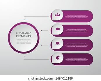 Vector business template for presentation. Abstract elements of graph, diagram and chart with 4 steps, options, parts or processes. Creative concept for infographic.