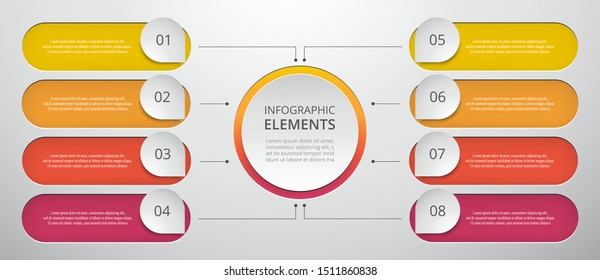 Vector business template for presentation. Abstract elements of graph, diagram and chart with 8 steps, options, parts or processes. Creative concept for infographic.
