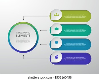 Vector business template for presentation. Abstract elements of graph, diagram and chart with 4 steps, options, parts or processes. Creative concept for infographic.