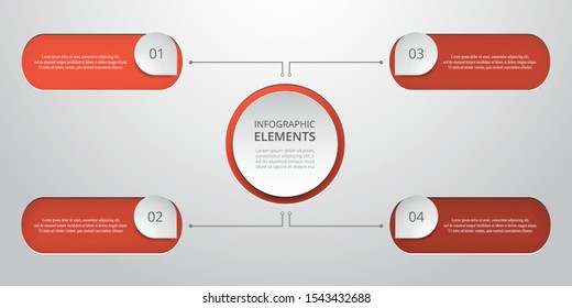 Vector business template for presentation. Abstract elements of graph, diagram and chart with 4 steps, options, parts or processes. Creative concept for infographic.