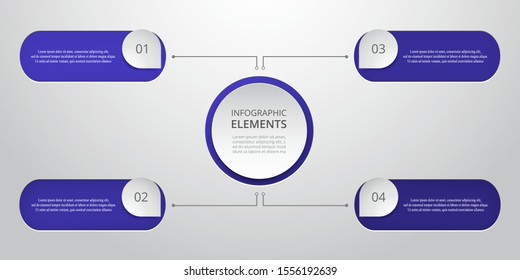 Vector business template for presentation. Abstract elements of graph, diagram and chart with 4 steps, options, parts or processes. Creative concept for infographic.